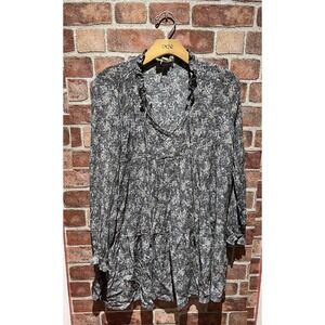 Dress Up Women's Size L Multicolor Stretch Blouson Long Slv Dress W‎ Adj.Strings